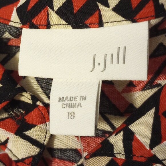 J. Jill Red & Black Triangle Print Shirt Dress - Picture 3 of 10